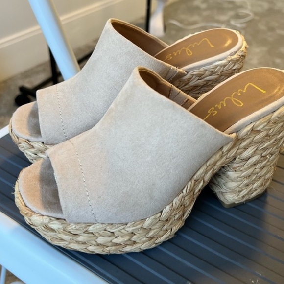 Lulus Ervyn Raffia platform block heels size 6.5 - Picture 7 of 8